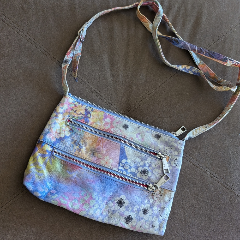 HOBO Blue and Pink Artistic Crossbody Bag